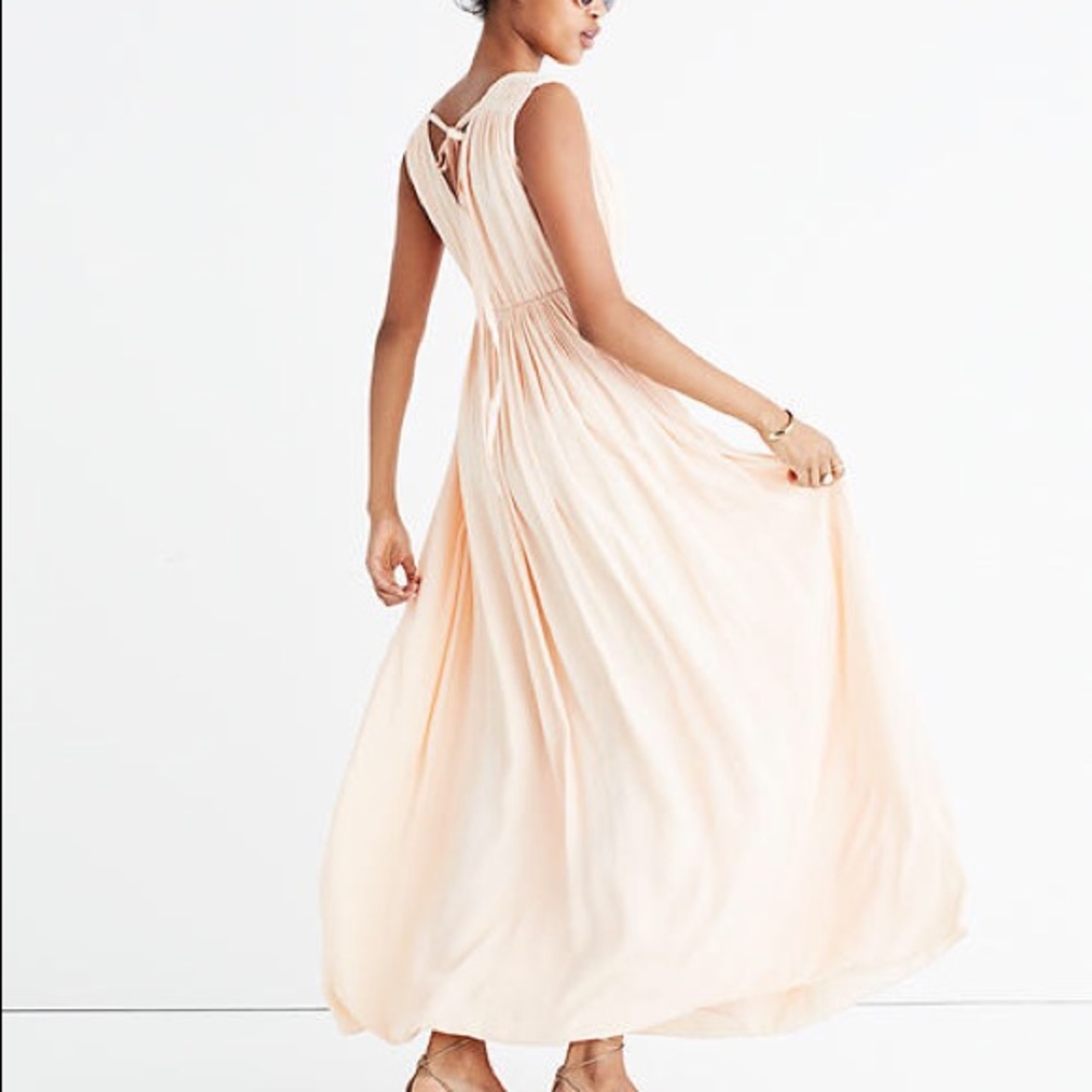 Madewell Magnolia Tie Back Pink Blush Maxi Dress